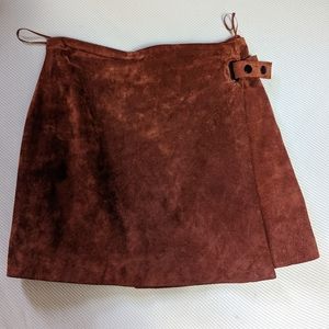 Mango cognac suede wrap miniskirt